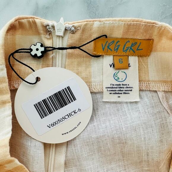 Verge VRG Girl Divine Artist Linen Wide Leg Pants Mustard Cream NEW Size 6 Linen - Picture 4 of 9